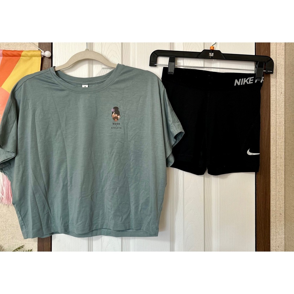 Athleta Girl x Brown Girls Do Ballet Tee & Nike Pro Shorts Set Kids XS S